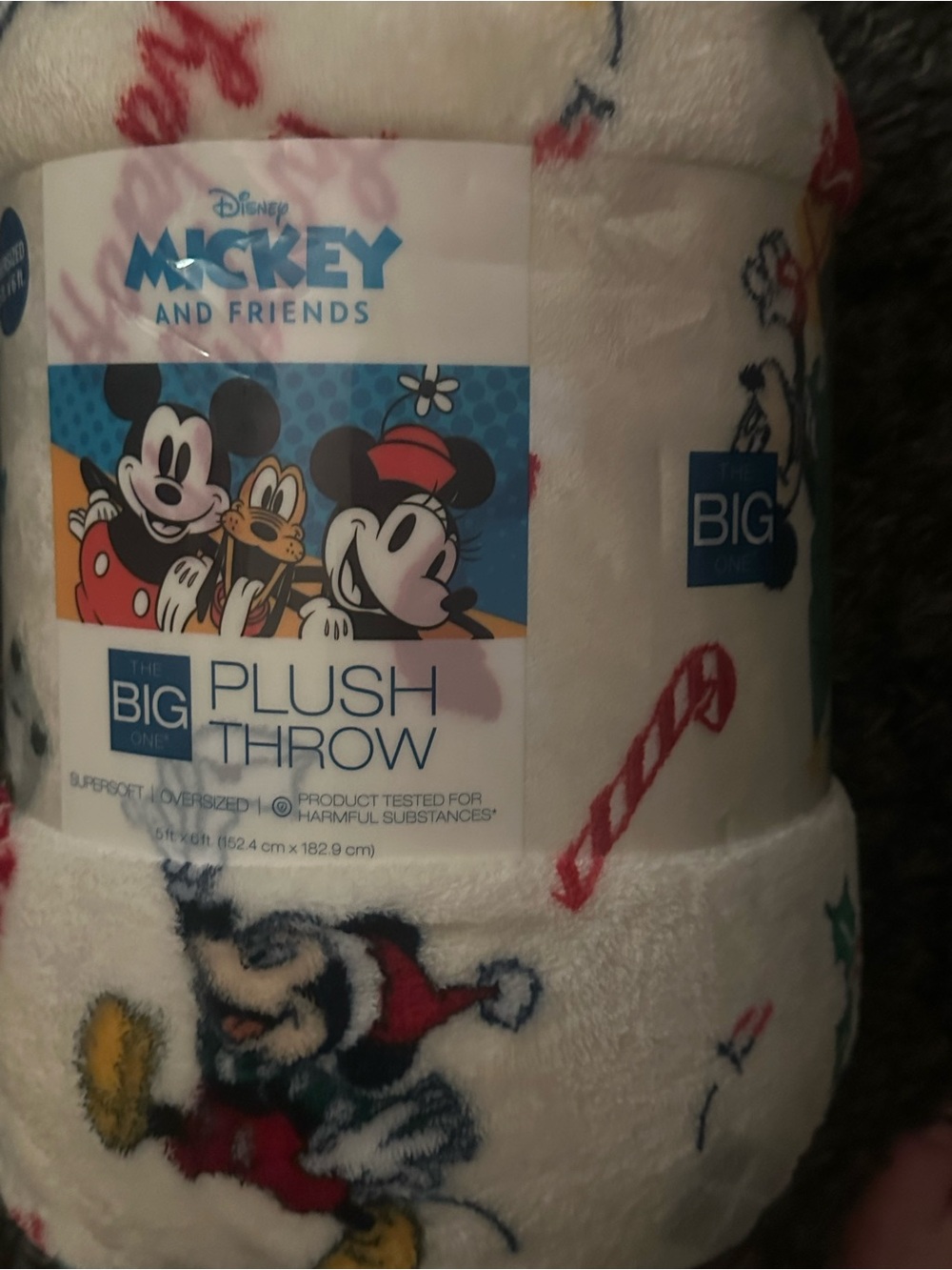 NEW - Disney Mickey and Friends Plush Throw - White, Red, Black
